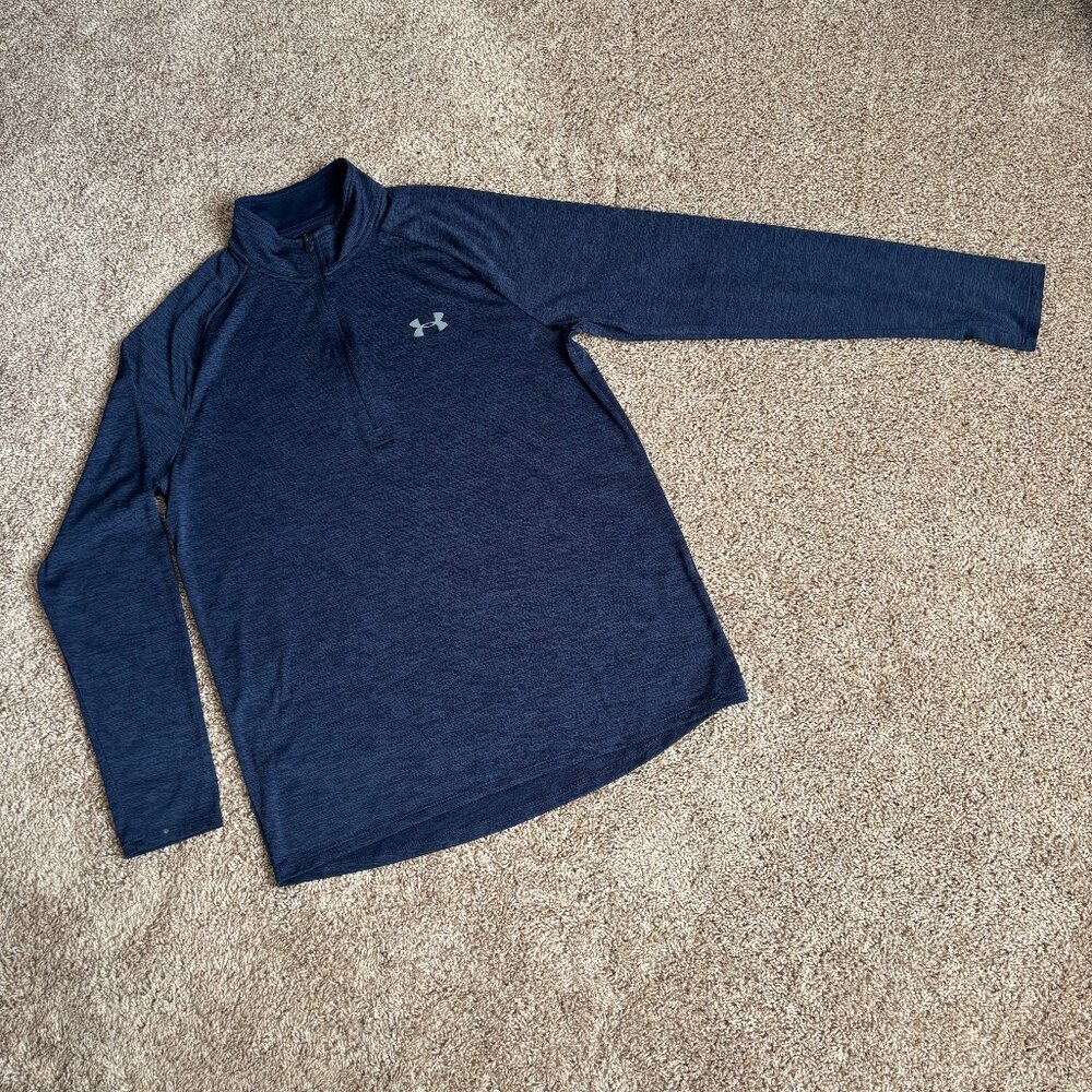 Under Armour Pullover Men's M Blue Heather Loose Quarter Zip Athleisure Sporty